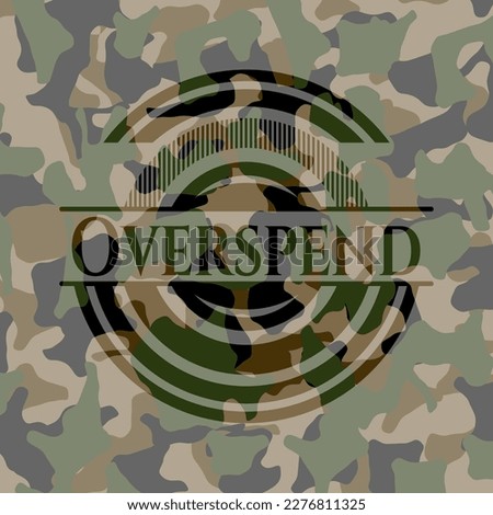 Overspend camouflage emblem. Vector Illustration. Detailed. 