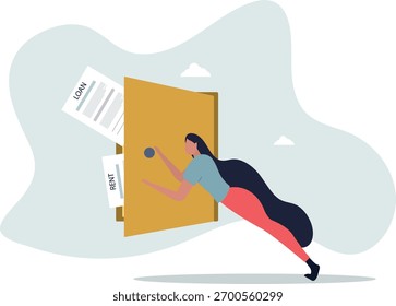 Gastos excessivos causando problema de dívida, falha ou erro financeiro, risco de empréstimo hipotecário, bancarrota ou pontuação de crédito problema concept.life e emprego de pessoas.