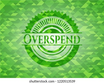 Overspend green emblem with mosaic background