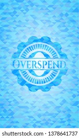 Overspend sky blue emblem with triangle mosaic background