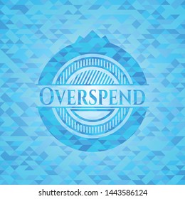 Overspend sky blue emblem with triangle mosaic background