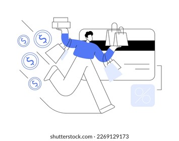 Overspending abstract concept vector illustration. Budget planning, money management, overspending cash, addiction, financial stress cause, spending beyond the income problem abstract metaphor.