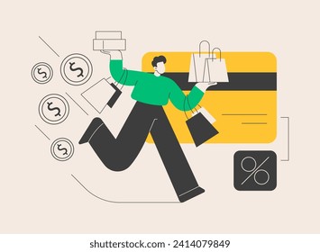 Overspending abstract concept vector illustration. Budget planning, money management, overspending cash, addiction, financial stress cause, spending beyond the income problem abstract metaphor.