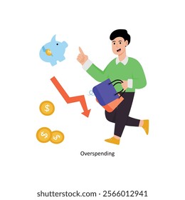 Overspending  concept vector illustration. Inflation isolated On white Background.          