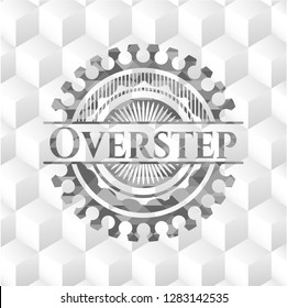 Overstep grey emblem. Retro with geometric cube white background