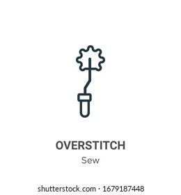 Overstitch outline vector icon. Thin line black overstitch icon, flat vector simple element illustration from editable sew concept isolated stroke on white background