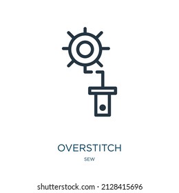 overstitch thin line icon. pin, craft linear icons from sew concept isolated outline sign. Vector illustration symbol element for web design and apps.