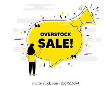 Overstock Sale Text. Alert Megaphone Chat Banner With User. Special Offer Price Sign. Advertising Discounts Symbol. Overstock Sale Chat Message Loudspeaker. Alert Megaphone People Background. Vector