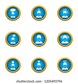 Overstrain icons set. Flat set of 9 overstrain vector icons for web isolated on white background