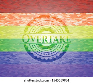 Overtake lgbt colors emblem. Vector Illustration. Mosaic.