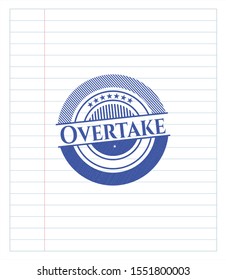 Overtake pen effect. Blue ink. Vector Illustration. Detailed.