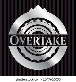 Overtake silver emblem or badge. Vector Illustration. Mosaic.