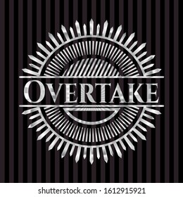 Overtake silver shiny emblem]. Vector Illustration. Mosaic.