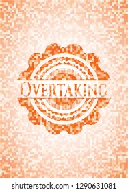 Overtaking abstract orange mosaic emblem