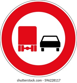 Overtaking ban for vehicles over 3.5 tons. Vector road sign Germany.