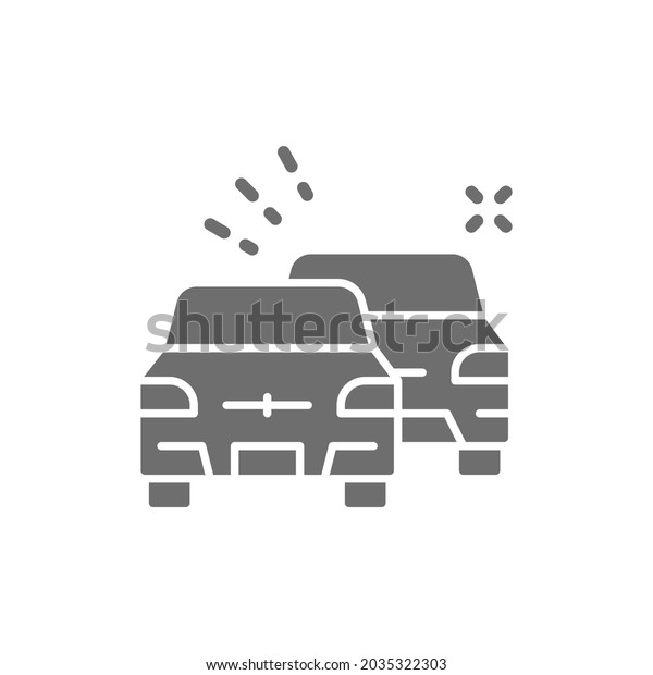 Overtaking, car traffic jam grey icon.
Isolated on white
background
