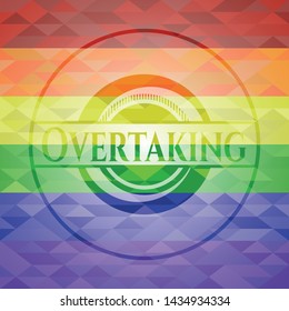 Overtaking lgbt colors emblem. Vector Illustration. Mosaic.