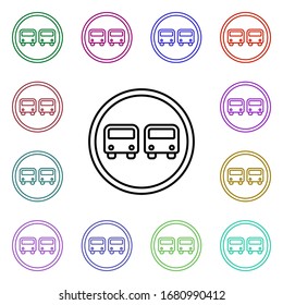 Superar el icono de estilo multicolor prohibido. Línea delgada simple, contorno vectorial de iconos de señalización de carretera para ui y ux, sitio web o aplicación móvil