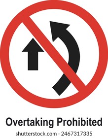 Overtaking prohibited road sign vector