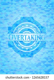 Overtaking realistic light blue mosaic emblem