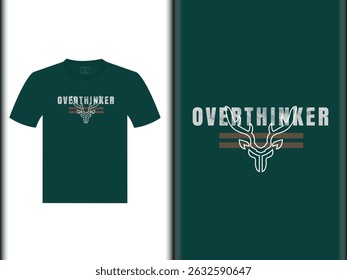 Overthinker Deer Head Clipart Vector Design