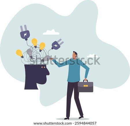 Overthinking, anxiety caused by thinking too much, lost in chaos decision, messed up process or confusion thought .business concept.flat character.