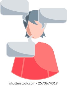 Overthinking Icon - Flat Color Style - Social Anxiety Theme