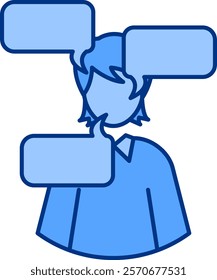 Overthinking Icon - Lineal Blue Style - Social Anxiety Theme