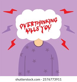 Overthinking in Silence Minimalist Vector Illustration.
