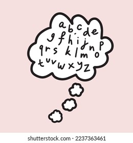 Sobrepensar la ilustración vectorial temática con burbuja cómica de conversación en la nube. Pensar en dibujar con un sencillo estilo de contorno plano y limpio.