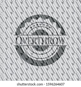 Overthrow silver badge or emblem. Scales pattern. Vector Illustration. Detailed.