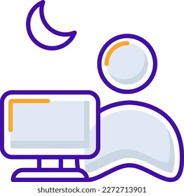 Overtime business management icon with orange purple outline style. clock, symbol, work, time, sign, management, schedule. Vector Illustration