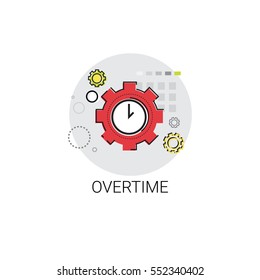 Overtime Extra Hours Work Icon Vector Illustration