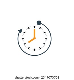 Overtime flat icon, business and clock concept design stock illustration