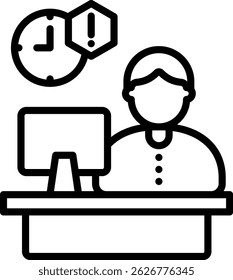 Overtime Icon Line Vector Illustration