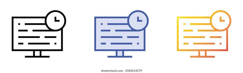 overtime icon. Linear, Blue Fill and Gradient Style Design Isolated On White Background