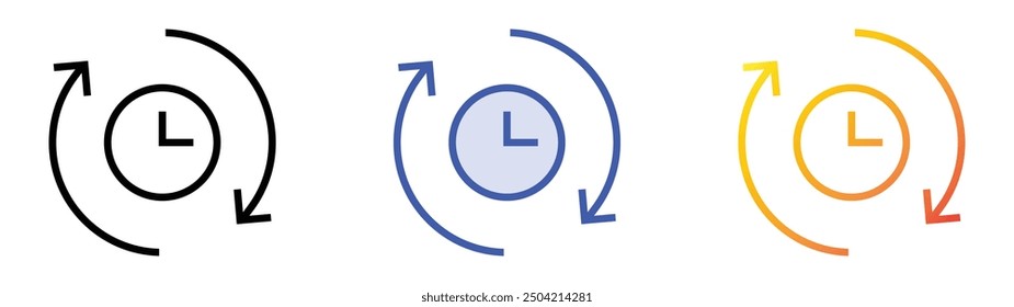 overtime icon. Linear, Blue Fill and Gradient Style Design Isolated On White Background