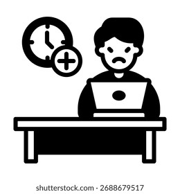 Ícone de hora extra - Ilustração de vetor de estilo misto