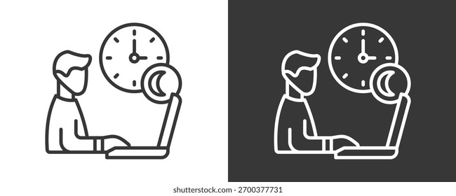 Overtime Icon Set Colección De Vector Aislado En Blanco Y Negro