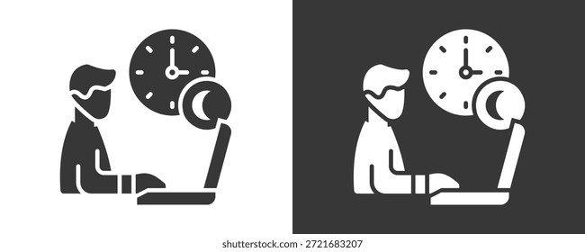 Overtime Icon Set Colección De Vector Aislado En Blanco Y Negro