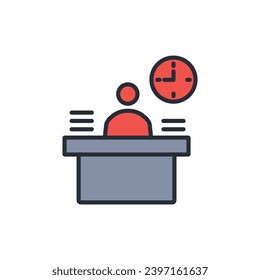 Überstunden-Symbol. vector.Editable stroke.linear style sign for use web design,logo.Symbol illustration.