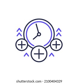 overtime icon, working over time line vector