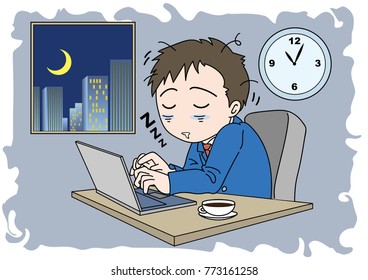 overtime image (man) - sleepiness