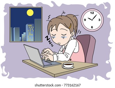 overtime image (woman) - sleepiness