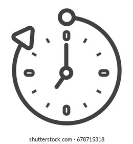 Overtime line icon, business and clock, vector graphics, a linear pattern on a white background, eps 10.