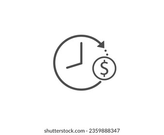 Horas extra, dinero, icono de trabajo. Ilustración vectorial.