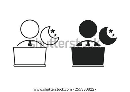Overtime, night work. Illustration vector