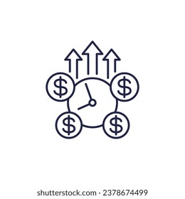 overtime pay line icon, vector