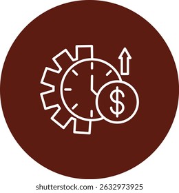 Línea de Vector de pago de horas extras Diseño de icono de círculo