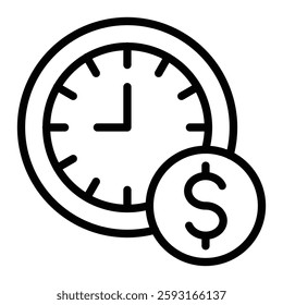 Overtime Pay Vector Line Icon Design